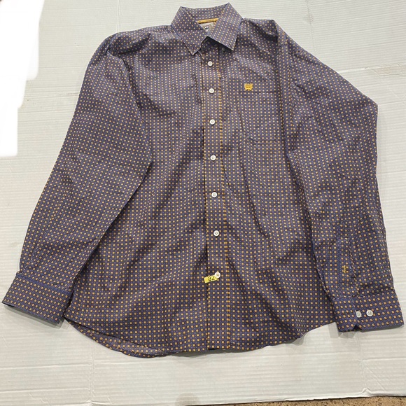 Cinch Geometric Square Print Western Cowboy Button Down Shirt Men’s Size Medium - Picture 1 of 5